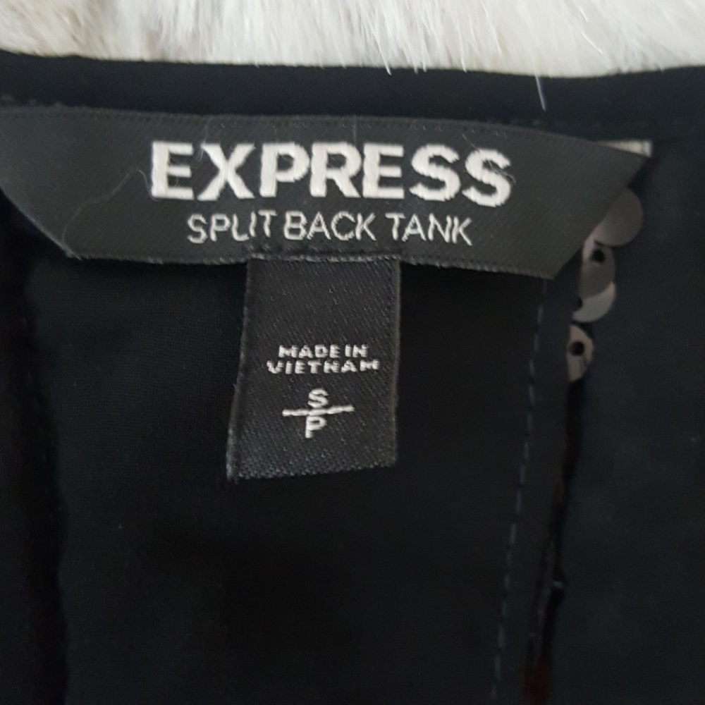 Black sequined split back tank top - Picture 4 of 5
